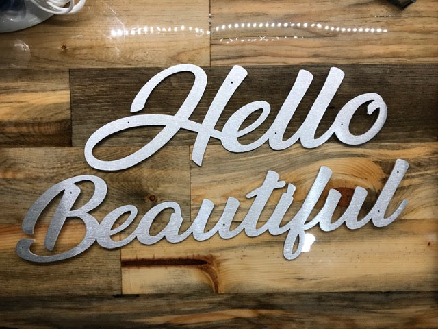 Hello Beautiful Brushed Aluminum Letters