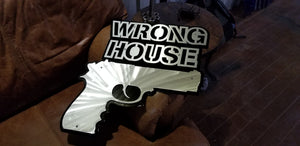 Wrong House Gun Sign Vector CAD SVG DXF File
